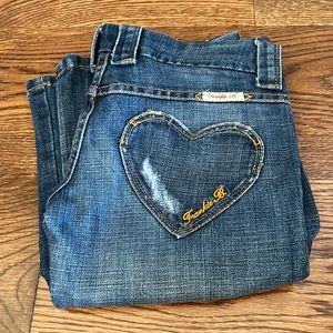 Frankie B Jeans with Heart Details on back pockets.